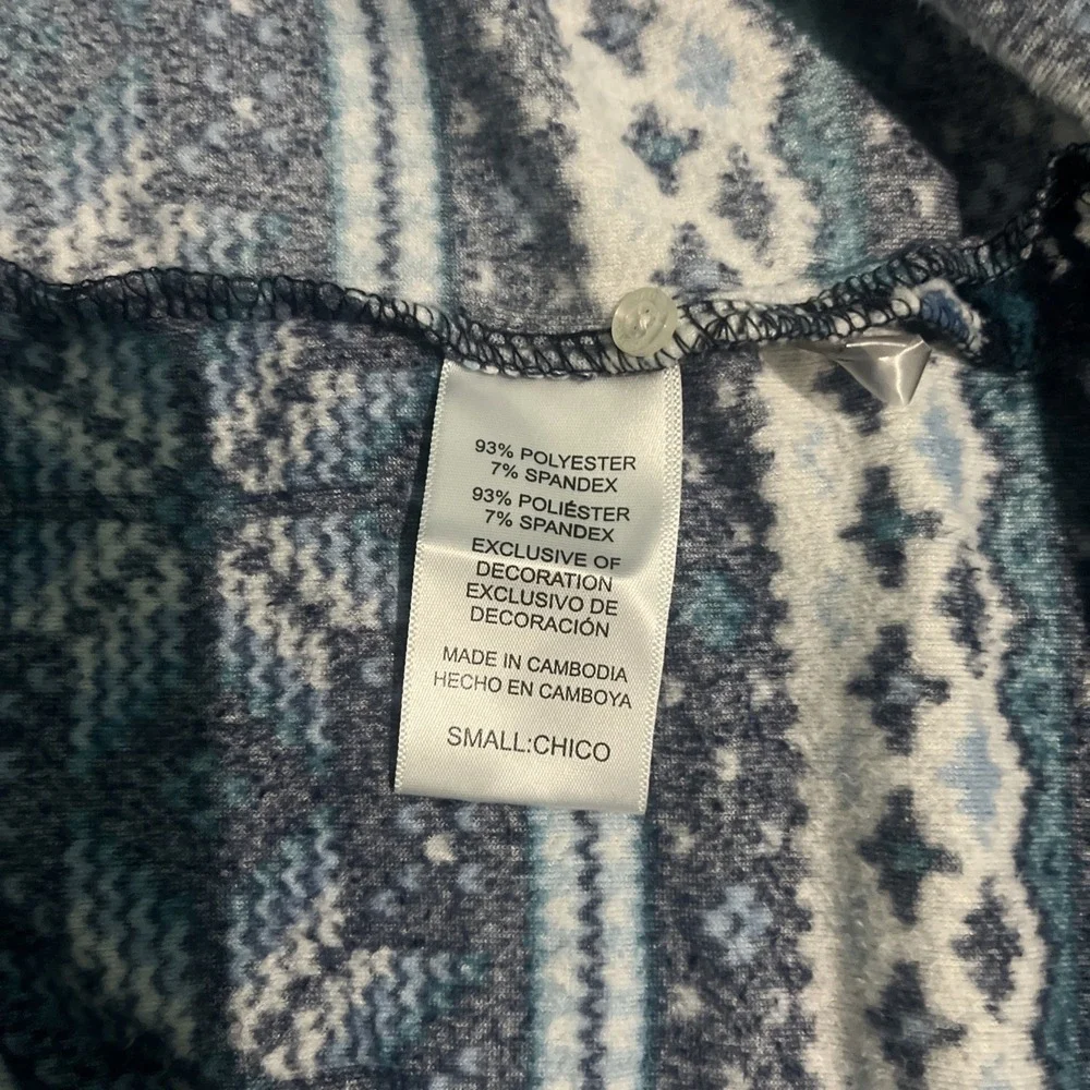 Nautica Fleece Blue White Snowflake 1/4 Button Pullover‎ Sleep Top Women's Small